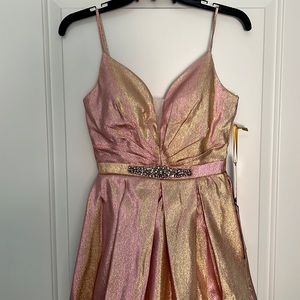 Pink & Gold shimmery prom dress full length